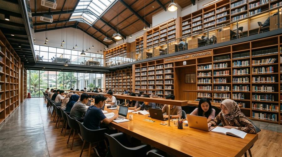 Kelompok diskusi mahasiswa kesehatan berkolaborasi belajar di perpustakaan kampus